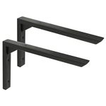 Mooche 2PCS Heavy Duty Shelf Brackets 10 inch, Black Wall Brackets for Shelves, Stainless Steel Triangle Shelf Support with Screws for Living Room Bedroom Garage