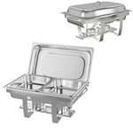 TANGZON 2 Packs Double Chafing Dish Set, 9L Rectangular Stainless Steel Food Warmers with Fuel Holders & Carry Handles, Buffet Server Warming Tray for Caterings Dining Parties