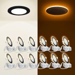 INCARLED 4Inch Black Trim LED Pot Lights 5CCT Slim Recessed Lighting with Night Light, 12 Pack 9W 750LM 2700K-5000K Dimmable Lumiere Encastre Plafond LED 4 po with Junction Box