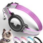 Airtag Cat Collar Breakaway, Odokele Reflective Cat Collars with Apple Air Tag Holder for Kitten, Cat GPS Tracker Adjustable Collars with Safety Quick Release Buckle for Kitties and Puppies - Purple