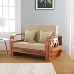 MURARAKA ART Sheesham Wood 2 Seater Sofa Set for Living Room Home Office Solid Wood Sofa Set Furniture Wooden Two Seater Sofa Set (Natural Teak Finish)