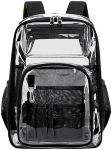 KEBEIXUAN Clear Backpack, Heavy Duty Clear Bags Large Clear Bookbag with Multi-Pockets for School Students Work Travel 3Pcs, Clear Bag Black, Large, Classic