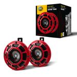 Hella 003.399-842 Red Grill Super tone Horn Set (12V,300/500 Hz,105-118 dB @ 2 m) | For Bikes and Cars | Red