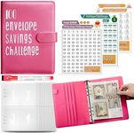 HYMEVROS 100 Envelopes Challenge Binder, A5 Money Saving Budget Binder with Cash Envelopes - Easy Fun Way to Save $5,050 Savings Challenges Book for Budget Planner & Saving Money (rose Red)