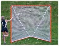 EZGoal 2” Professional folding 6' x 6' lacrosse Metal Goal with a Pro LAX Rocket Throwback Rebounder Trainer to Practice Your Passes and Catches, Orange, 6 x 6-Feet (87615)