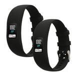 kwmobile Straps Compatible with Garmin Vivofit 4 Straps - 2X Replacement Silicone Watch Bands - Black Matte/Black Matte