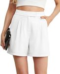 IWOLLENCE Womens Shorts High Waisted Summer Shorts for Women UK Work Shorts Wide Leg Casual Ladies Shorts with Back Elastic Waist (White, M)