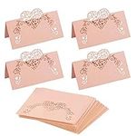 70 Pcs Heart Shaped Hollow Out Pink Place Cards Wedding Decoration Buffet Table Setting Name Place Cards for Wedding Baby Shower