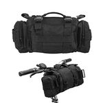 Bike Handlebar Bag, BraveHawkOutdoors 900D Nylon Oxford Multi-Purpose Tactical Waist Heavy-Duty Water Resistant MOLLE Outdoor Bicycle Pack for Cycling Hiking (Black)