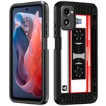 BWOOLL for Motorola Moto G Power 5G 2024 Case, Heavy Duty 3 in 1 Hybrid Hard PC & Soft Silicone Shockproof Drop Protection Case for Moto G Power 5G 2024, 90s Music Cassette