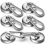Grtard 6Pack 50LBS Strong Magnetic Hooks with Swivel Carabiner Hook, Premium Magnet Hooks Heavy Duty Magnetic Hook for Hanging, Magnets with Hooks, Refrigerator Magnet Hook