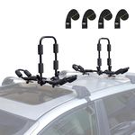 Leader Accessories 2 in 1 Aluminum Folding Kayak Rack J Bar Car Roof Rack for Canoe Surf Board SUP On Roof Top Mount on SUV, Car and Truck Crossbar with 4 pcs Tie Down Straps