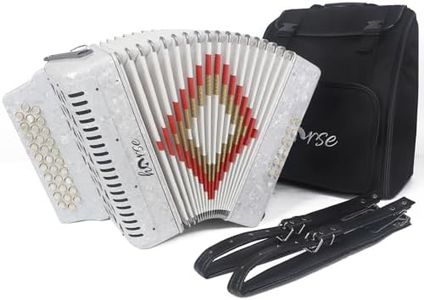Horse 31 Key Accordion, GCF 12 Bass 3 Row, Made of Celluloid Louder & Clearer Timbre than Plastic,Accordions Instrument for Adults,W/Luxury Backpack,Straps,31 Buttons Acordeón Acordeones Para Adultos