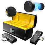 Wireless Lavalier Microphone for iPhone/Android with Lightning/USB C(2 TX+2 RX+Charging Case), Mini Microphone with Noise Cancellation, 35H Battery, Clip on Lapel Mic for Video Recording Vlog