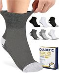 Pembrook 6 Pairs Diabetic Ankle Socks for Men & Women with Grips - 12 Colors Neuropathy Socks for Men | Non Slip Edema Socks, Neutrals Pack - 6 Pairs