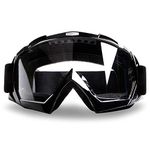 4-FQ Motorcycle Goggles Dirt Bike Goggles Motocross Goggles Windproof ATV Goggles Dustproof Racing GogglesScratch Resistant Ski Goggles Protective Safety Glasses PU Resin (Black frame+Clear lens)