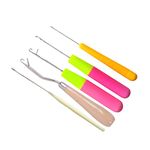 5 Pcs Different Sizes Bent Latch Hook Crochet Needle Set Dreadlock Crochet Hook Tool for Hair Extensions Carpet Making and Braid Craft