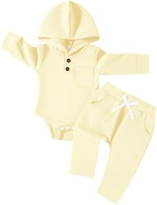 U·nikaka Baby Hooded Romper Set Long Sleeve Bodysuit and Jogger Pants