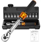 13PCS Bike Torque Wrench Set 3-25 Nm, Small Torque Wrench 1/4 Drive, Dual-Direction Adjustable 72 Teeth, ±3% Accuracy, with Extension Bar, Socket Bits (Hex & Torx), for Mountain Bike, Bicycle Repair