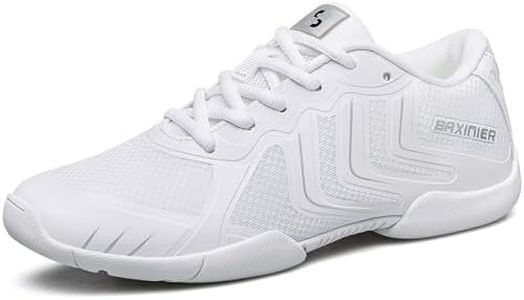 TUOTOM Girls White Cheer Shoes Youth Competition Cheerleading Dance Sneakers Women Breathable Athletic Training Tennis, White, 5 Big Kid