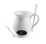 Swissmar F66327 Indulge Chocolate Fondue Mug Set 4-Piece, Ceramic/Stainless Steel, White, 125ml, Tealight Candle Heated, Dishwasher Safe, Gift Boxed