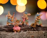 Chocozone Pack of 4 Dancing & Singing Rabbits Miniature Garden Toys Landscape Decor Toys for Kids Doll House Toys for Boys & Girls