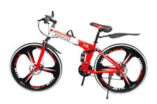 Sunspeed Tech BMV Foldable Gear Dual Cycle for Men | 24-Inch Red Folding Mountain Bike with 21-Speed Branded Gears, Double Disc Brakes, Durable Build, Adjustable Features | Ideal for Adventurous Rides