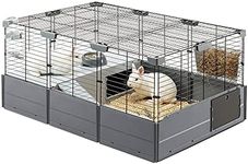 Ferplast Modular Cage for Rabbits and Guinea Pigs MULTIPLA, Small Pet Cage, with Accessories, black, MEDIUM