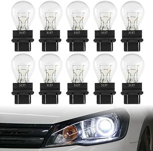 stymart 10 Pieces 3157 Light Bulb, Plastic Base, 3157 Automotive Brake Light Turn 3157 Miniature Bulb Mini Bulb Taillight Turn Signal Light, Replacement for Cars,Trucks,SUVs(White)