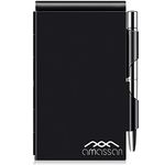 Metal Small Notebook, Mini Notepad, Small Pocket Notepad Aluminum Note Case with Mini Metal Pen and 60-Page Sheets - Memo Books Note Pads, Solid Black