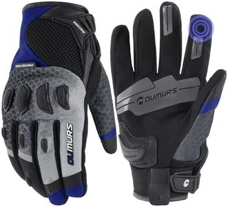 Oumurs Motorcycle Gloves for Men, Touchscreen Cycling Gloves for Outdoor Sports On-Road/Off-Road/Mountain Motorcycle Motorcross Motorbike Dirt Bike Bicycle Racing ATV UTV, Blue, M