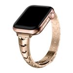 Fullmosa Compatible for Slim Apple Watch Band Stainless Steel 42mm 41mm 40mm 38mm, Super Shiny Thin Snake Women Bracelet for iWatch SE SE2 10 9 8 7 6 5 4 3 2 1, 42mm 41mm 40mm 38mm Rose Gold