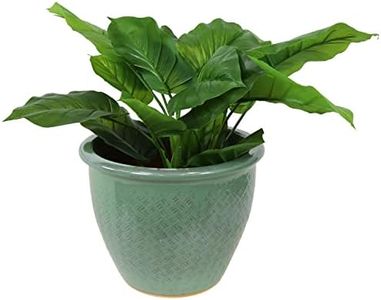 Sunnydaze Ocean Villa 15-Inch Outdoor Ceramic Planter - 3 Drainage Holes - Seaside Dreams Finish with Mineral Glaze
