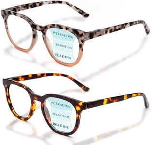 LianSan 2 Packs Progressive Multifocus Reading Glasses for Women - Ladies Near and Far Blue Light Blocking Computer Readers(Tortoise for 3ft,2.50x)