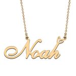 HUAN XUN Personalized Custom Initial Pendant Name Necklaces for Womens in Gold Silver, Metal, No Gemstone