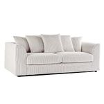 New Luxor Cream Fabric 3 Seater Sofa | Jumbo Cord Scatter Back Settee (Cream, 3 Seater)