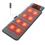 GreenWhim Full Body Massage Mat with Heat, Shiatsu Neck Pillow, Quiet Vibration Massage Bed for Back and Neck Relaxation, Gift for Men and Women