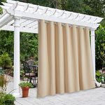 NICETOWN Outdoor Curtain for Patio - Waterproof Curtain Blackout Exta Wide Window Drape Panel for Light Blocking/UV Protection (100W x 84L, Biscotti Beige, 1 Panel)