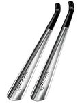 ZOMAKE Metal Shoe Horn Long Handle Shoehorn 2Pcs - Extra Long Shoe Horns for Seniors Men Women - 16.5 inch Stainless Steel Shoe Horn for Boots(Set of 2 Silver)