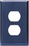 LIDER Duplex Receptacle Metal Wall Plate, Impact and Corrosion Resistant, Metal Outlet Cover, 201 Stainless Steel, Modern Decoration Upgrading, Mid-Size 1-Gang 4.88" x 3.11", Brushed Blue