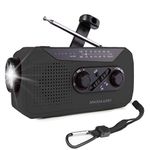 Emergency Solar Crank Portable Radio, Wind Up AM/FM Weather Radio with Bright Flashlight, 2000mAh Battery Power Bank, SOS Alarm and Headphone Jack for Household and Outdoor Activities