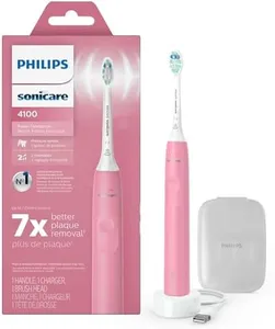 Philips Sonicare 4100 Rechargeable Electric Toothbrush, Advanced Plaque Removal, Pressure Sensor, Includes Brush Head Case, Deep Pink BD5004AZ