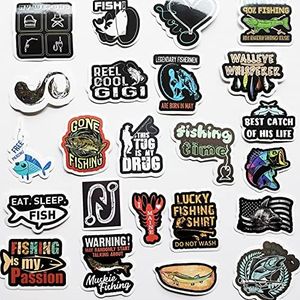 50Pcs Funny Fishing Rod Decals Grouper Bass Trout Sailfish Stickers Fishing Decals for Trucks Window Boat (Fishing B (50Pcs))