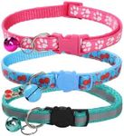 Bigqin 3 Pack Cat Collars with Bells, Adjustable Breakaway Cat Collars, Reflective Cat Collars for Girl Cats Male Cats Pet Supplies, 3 Colors