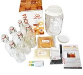 Bucha Brewers Deluxe Kombucha Starter Kit with Kombucha SCOBY & Starter Tea, Full Kombucha Kit with Bottles Swing Top Glass Bottles Kombucha Brewing Kit + 6 Bottles to Flavor Kombucha (Clear Bottles)