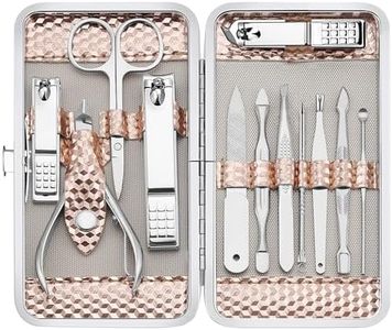 Yougai Manicure Set Professional Nail Clippers Set, 12Pcs Manicure Kit Stainless Steel Nail Kit for Women, Pedicure Set Nail Grooming Kit with Travel Case(Rose Gold)