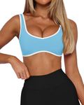 LASLULU Womens Workout Tops Sports Bra Athletic Gym Sport Tops Sexy Wireless Padded Bra Going Out Crop Tops(Blue Small)