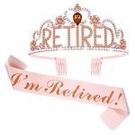 Abeillo Retirement Party Decorations Retirement Gifts for Women, Retired Crown Tiara & Sash, Crystal Crown for Women Happy Retirement Party Supplies, Gifts, Favors (Pink)