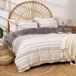 Lekesky Cotton King Size Duvet Cover Sets, 100% Cotton Duvet Cover Sets, Cotton Bedding, Boho King Size Duvet Cover Sets(1 Duvet Cover 230x220 cm+2 Pillow Cases)