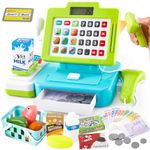 LINFUN KIDS Toy Till Cash Register with Scanner, Childrens Shopping Till Role Play Toys Checkout Kids Play Money Games Gifts for Child Boys Girls 3 4 5 6 Years Old, Green